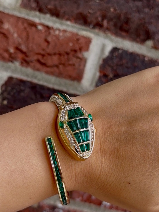 Anthropologie Accessories - Emerald Green Snake Cuff Bracelet